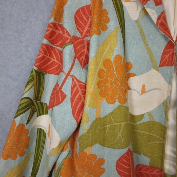 Painted Pony | VTG Linen Tropical Floral Open Front Blazer Jacket USA | Size XL - Picture 3 of 9